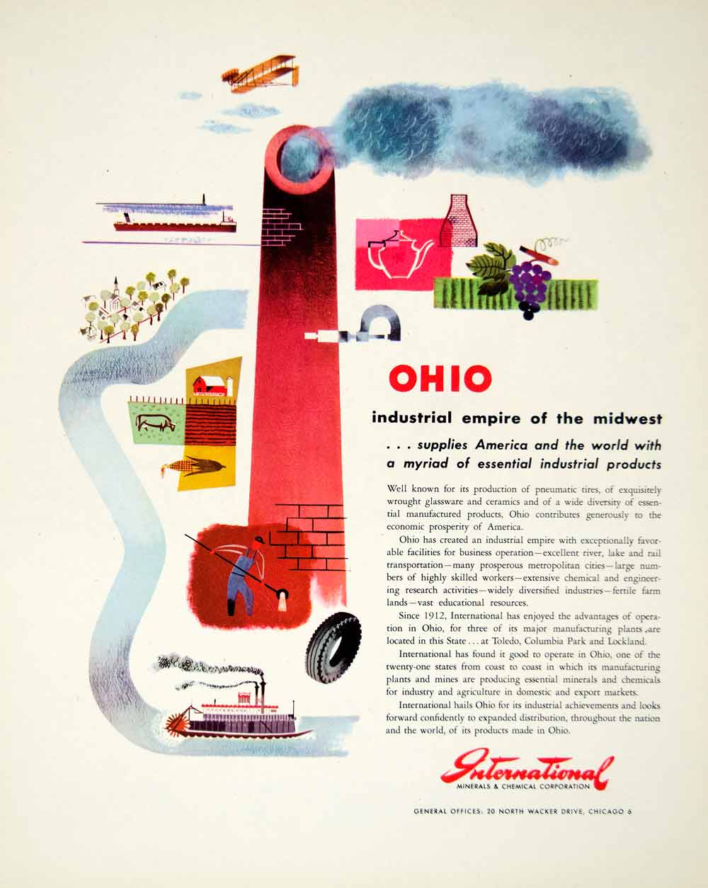 1947 Ad International Mineral Chemical Corporation Ohio Chicago Industrial YFT3