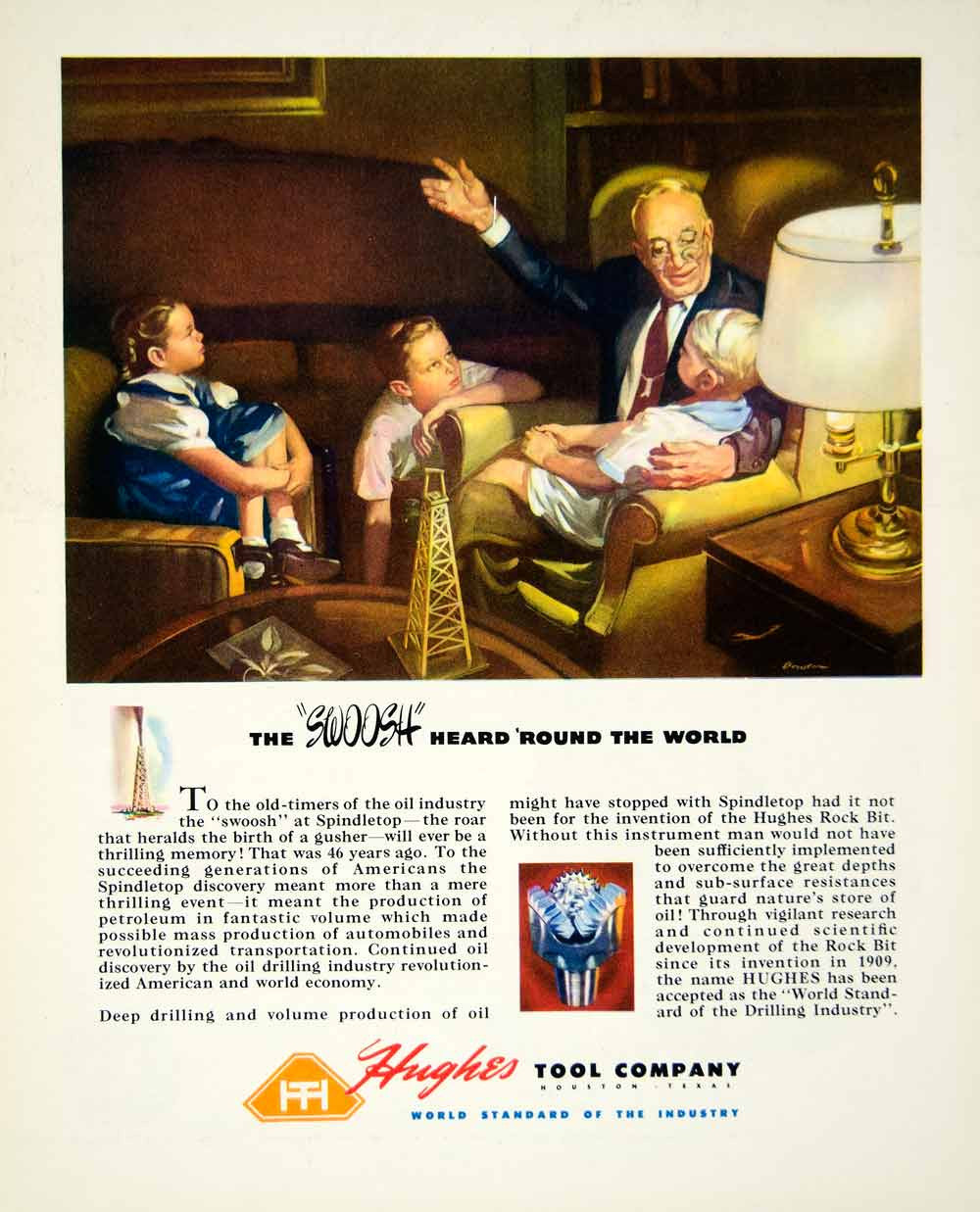 1947 Ad Hughes Tool Company Houston Texas Swoosh Oil Industry Spindletop YFT3