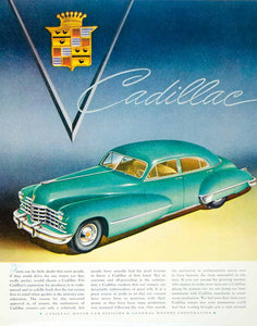 1947 Ad Cadillac Car Automobile Automotive General Motor Corporation Teal YFT3