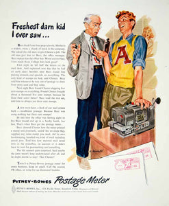 1948 Ad Pitney Bowes Postage Meter College Kid Prep School Mail Man A YFT3