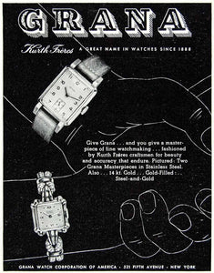 1947 Ad Graba Watch Corporation America New York Jewelry Fashion Kurth YFT3