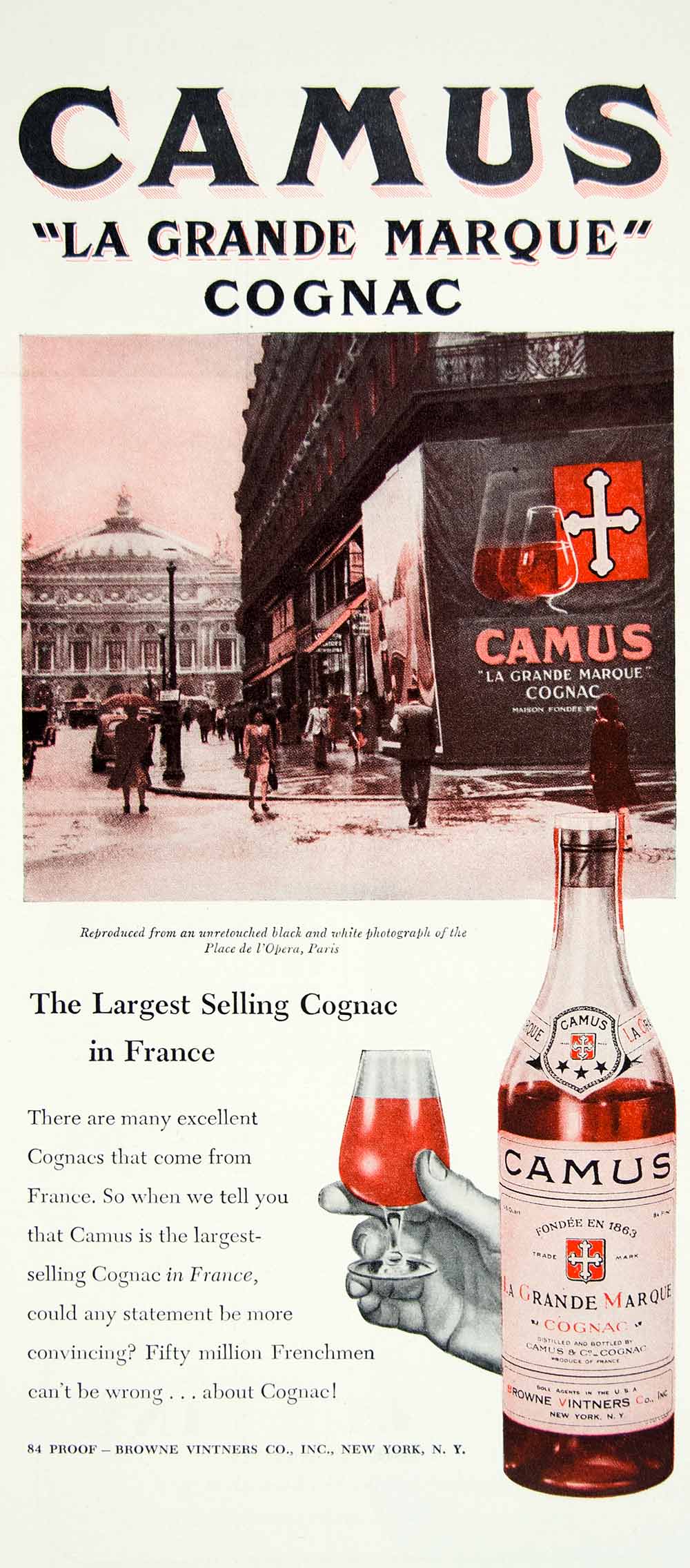 1947 Ad Camus La Grande Marque Cognac Alcohol Drink Beverage Browne Vinters YFT3