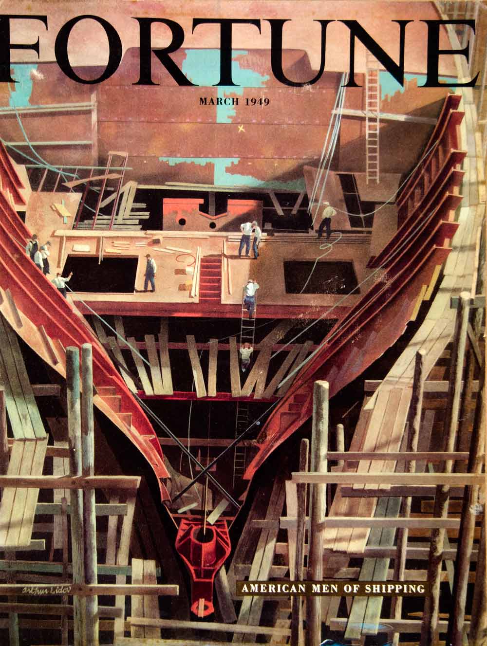 1949 Cover Fortune Shipbuilding Arthur Lidov Bow Boat Dry Dock Scaffolding YFT4