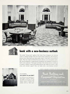 1949 Ad Bank Building Equipment Office Furniture Union Trust Carpet Decor YFT4