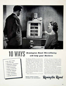 1949 Ad Remington Rand Microfilm Machine 315 Fourth Avenue Film-A-Record YFT4