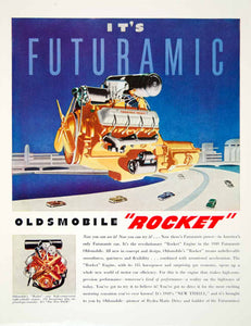 1949 Ad Oldsmobile Rocket Futuramic Engine Car Automotive Horsepower YFT4