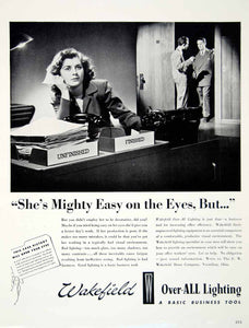 1949 Ad Wakefield Lighting Business Tool Office Secretary Brass Vermilion YFT4
