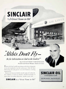 1949 Ad Sinclair Oil Corporation Captain Eddie v. Rickenbacker Eastern Air YFT4