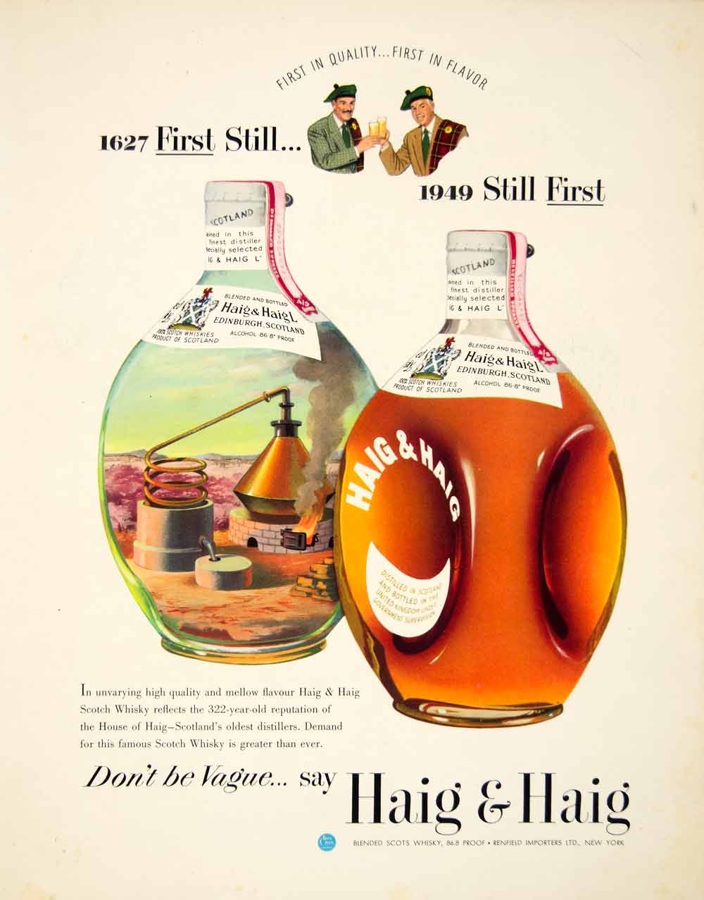 1949 Ad Haig Blended Scots Whisky Alcohol Bottle Beverage Drink Scotland YFT4