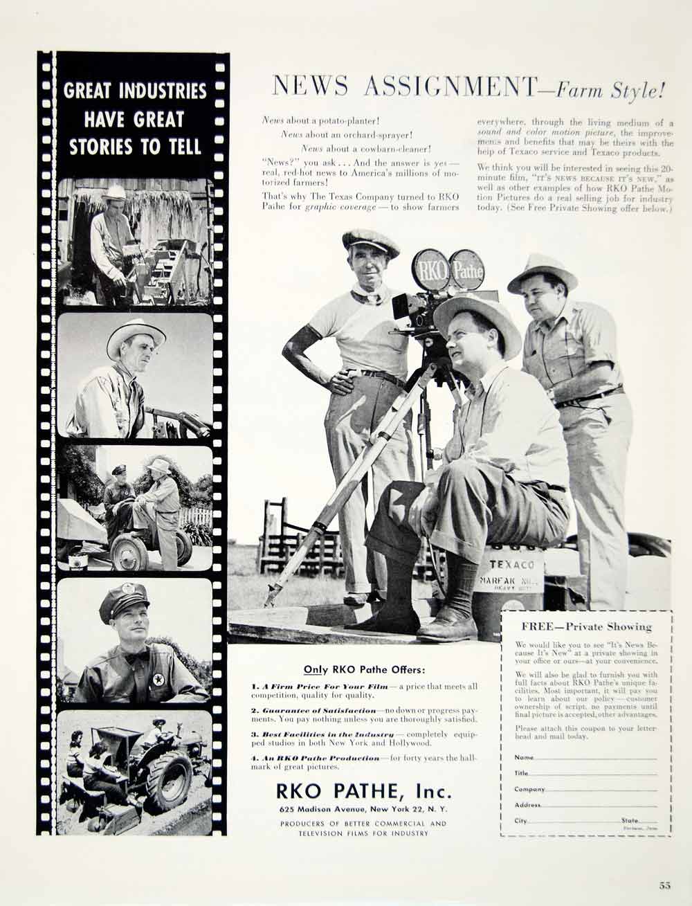 1949 Ad RKO Pathe Farm Film Television Commercial Industry Producer Movie YFT4