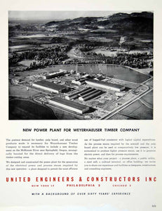 1949 Ad United Engineer Constructors Power Plant Weyerhaeuser Timber YFT4