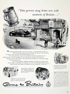 1949 Ad Travel Great Britain Cottage Inn Quaint Pewter Mug Vacation Clive YFT4