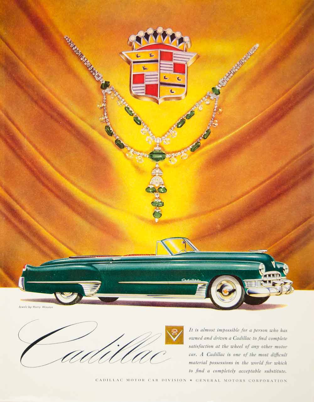 1949 Ad Cadillac Jewelry Green General Motors Harry Winston Yellow YFT4