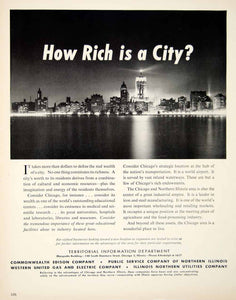 1949 Ad Territorial Information Department Skyline Cityscape Chicago YFT4