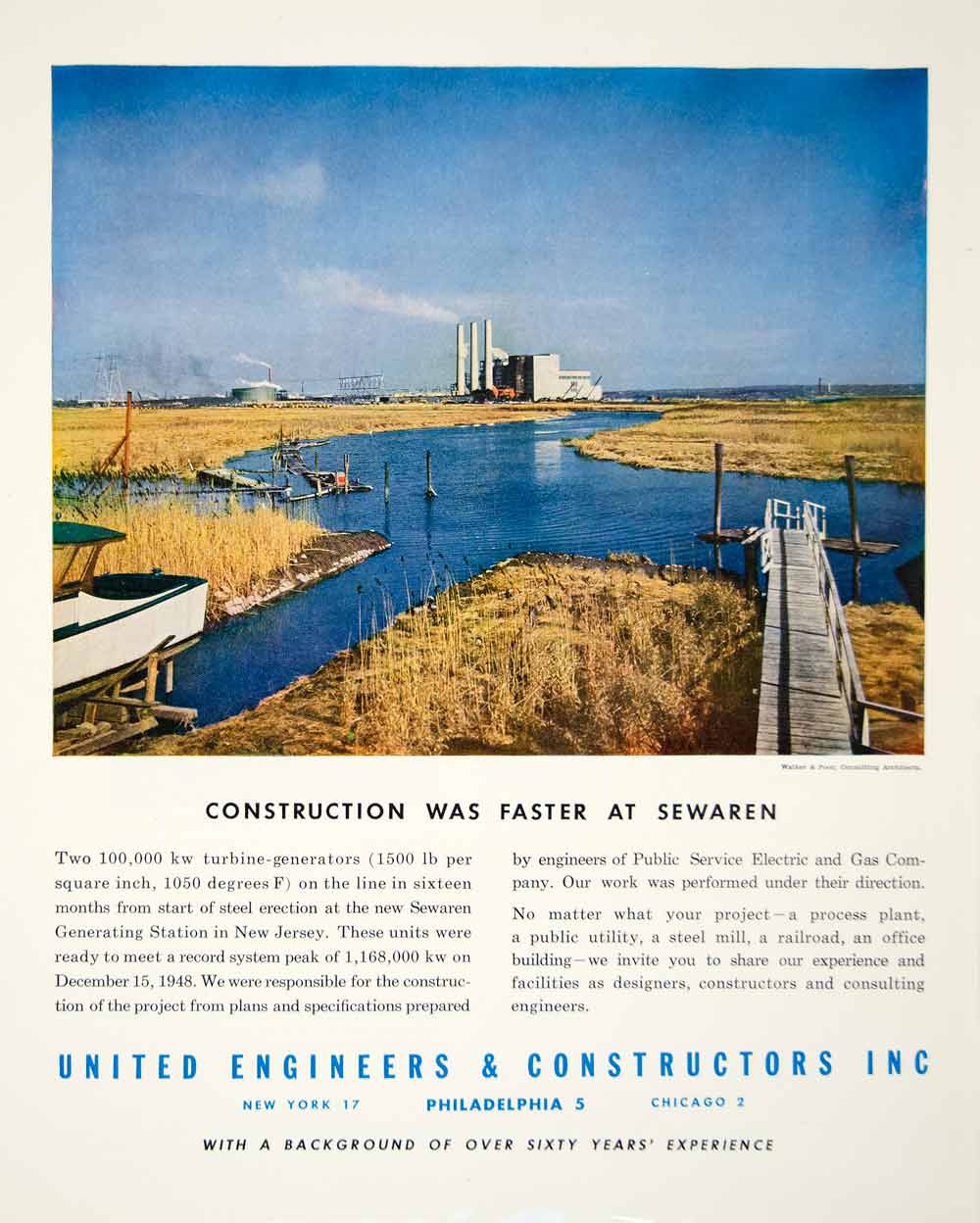 1949 Ad United Engineer Constructor Landscape Sewaren Walker Poor YFT4