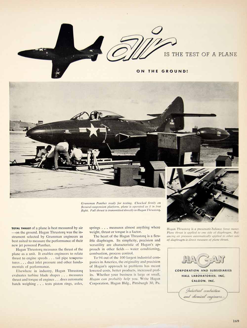 1949 Ad Hagan Corporation Subsidiaries Plane Aviation Grumman Panther YFT4