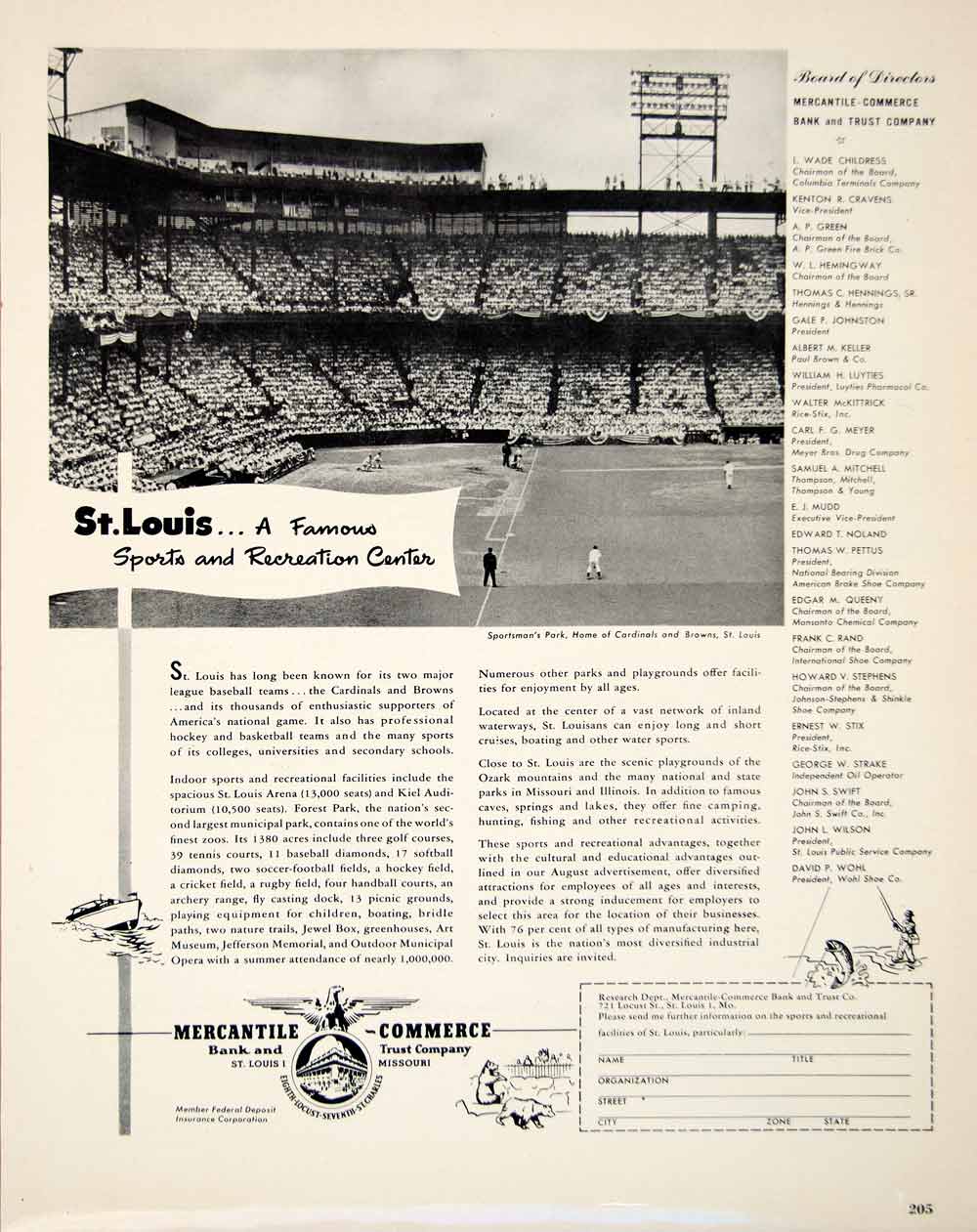 1949 Ad Mercantile Commerce Bank Trust Saint Louis Missouri Baseball YFT4