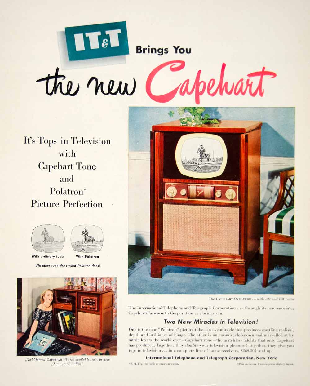 1950 Ad Capehart Overture Radio TV International Telephone Telegraph New YFT5