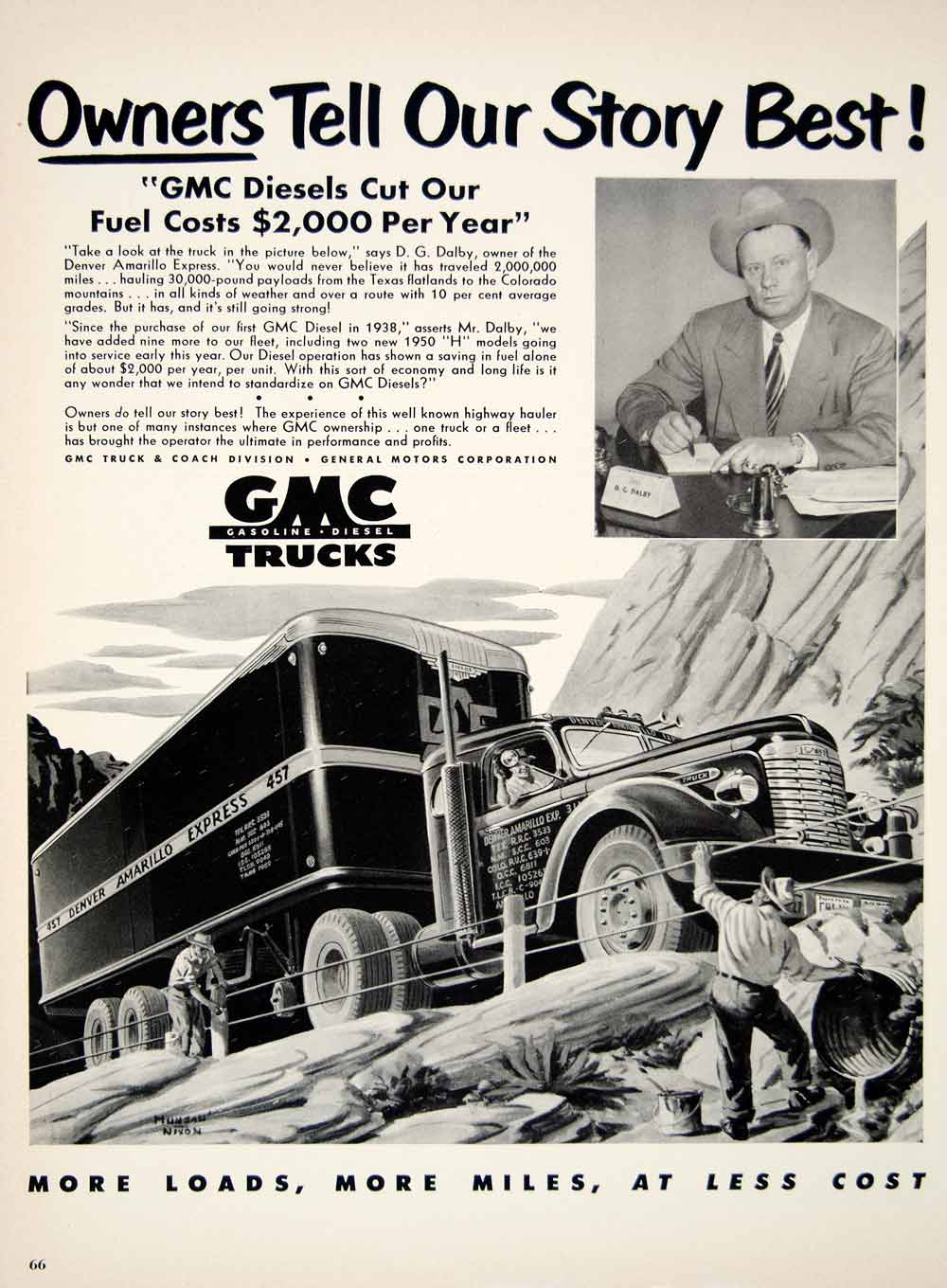 1950 Ad GMC Diesel Truck Denver Amarillo Express DG Dalby H Model Auto YFT5