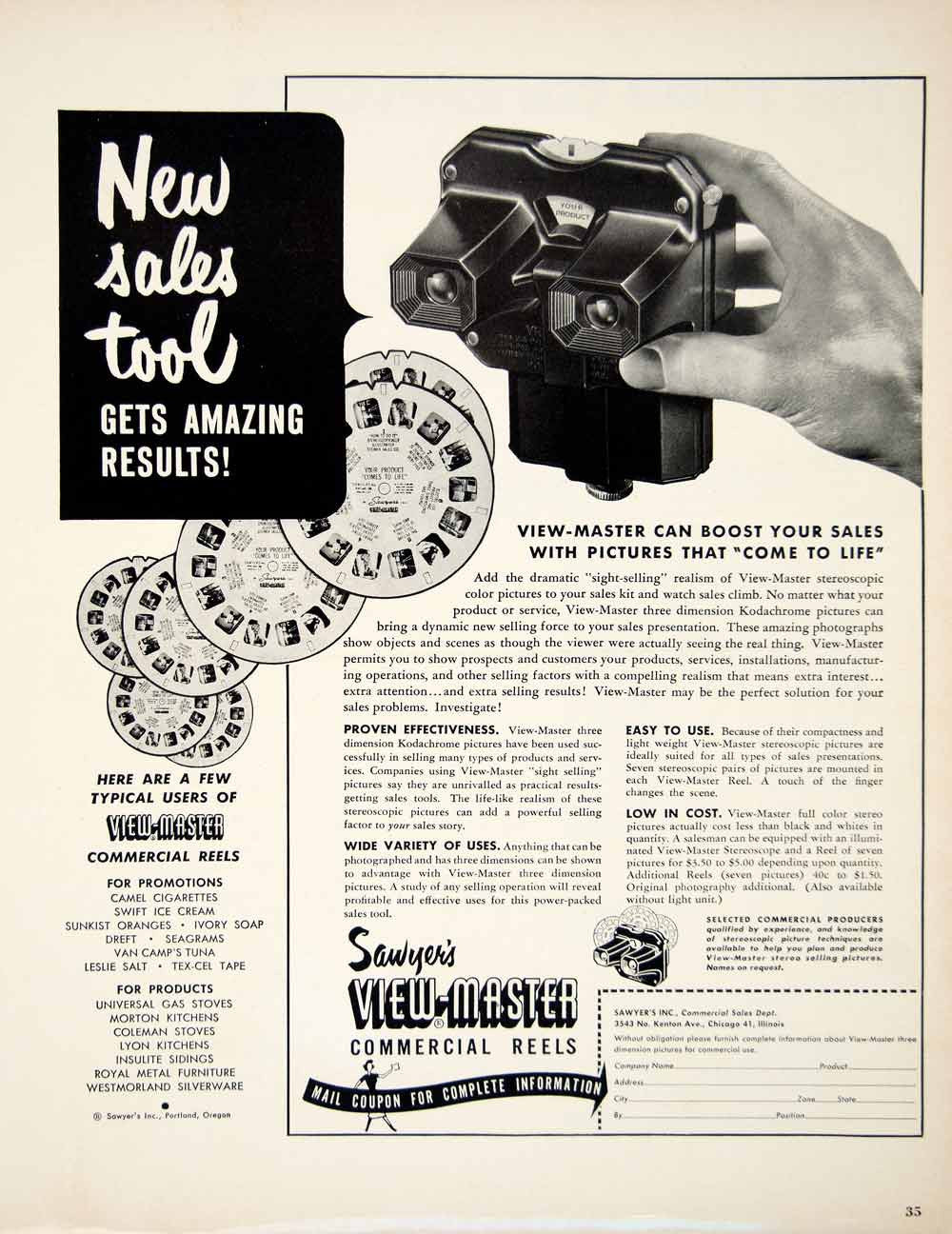 Vintage 1950s Sawyer's VIEWMASTER VIEWER and REELS