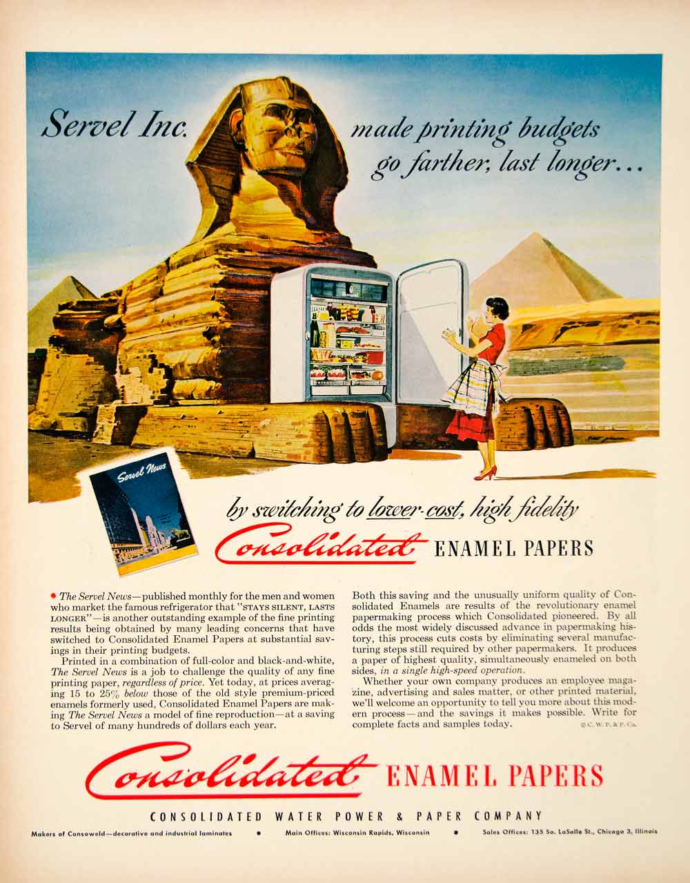 1950 Ad Consolidated Enamel Papers 135 S LaSalle St Chicago Illinois Sphinx YFT5