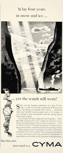 1950 Ad Cyma Watch Fashion Accessory Norway Mountains Ship Snow Ice Clock YFT5