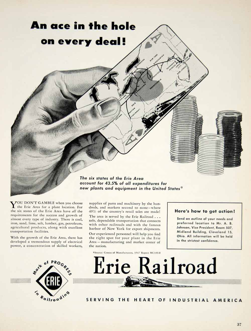 1950 Ad Erie Railroad Trains Railway Transportation Poker Gambling Cards YFT6