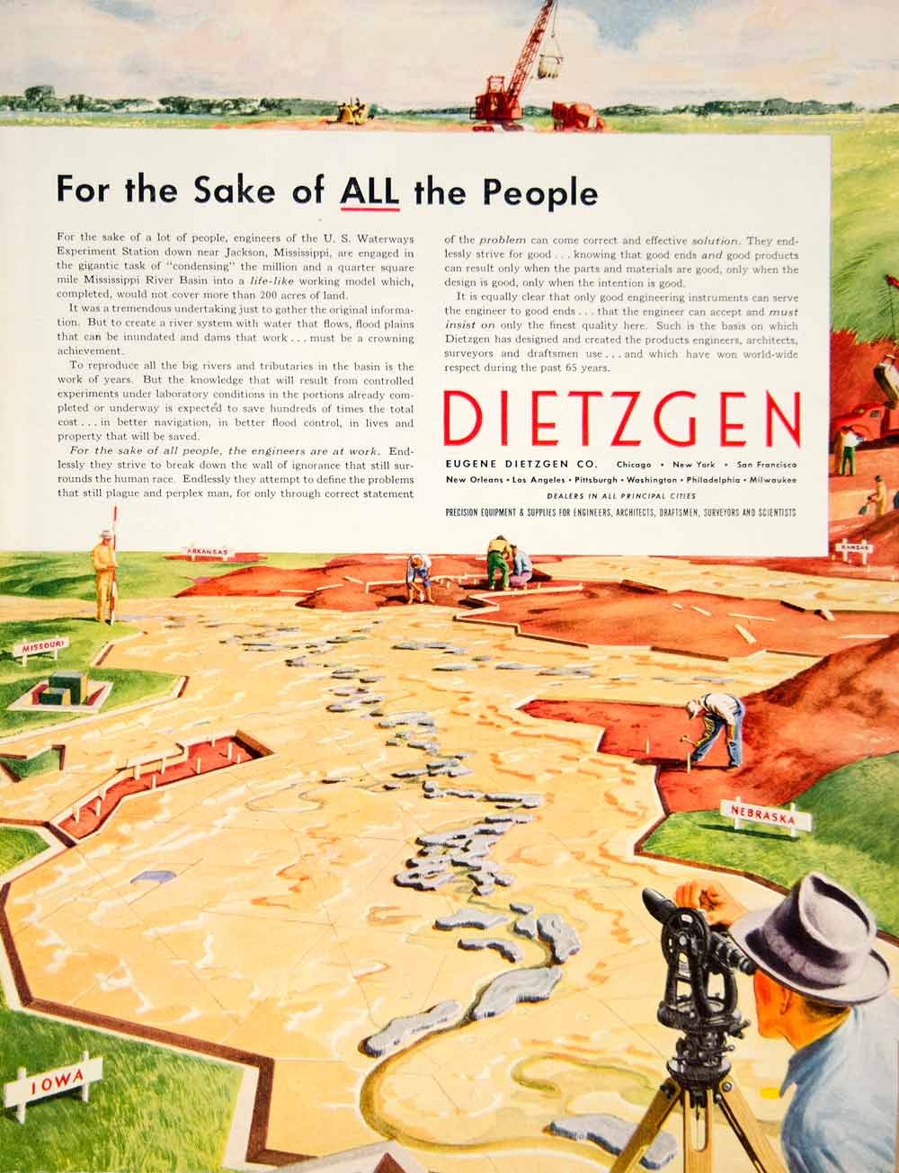 1950 Ad Eugene Dietzgen Engineering US Waterways Experiment Station Art YFT6