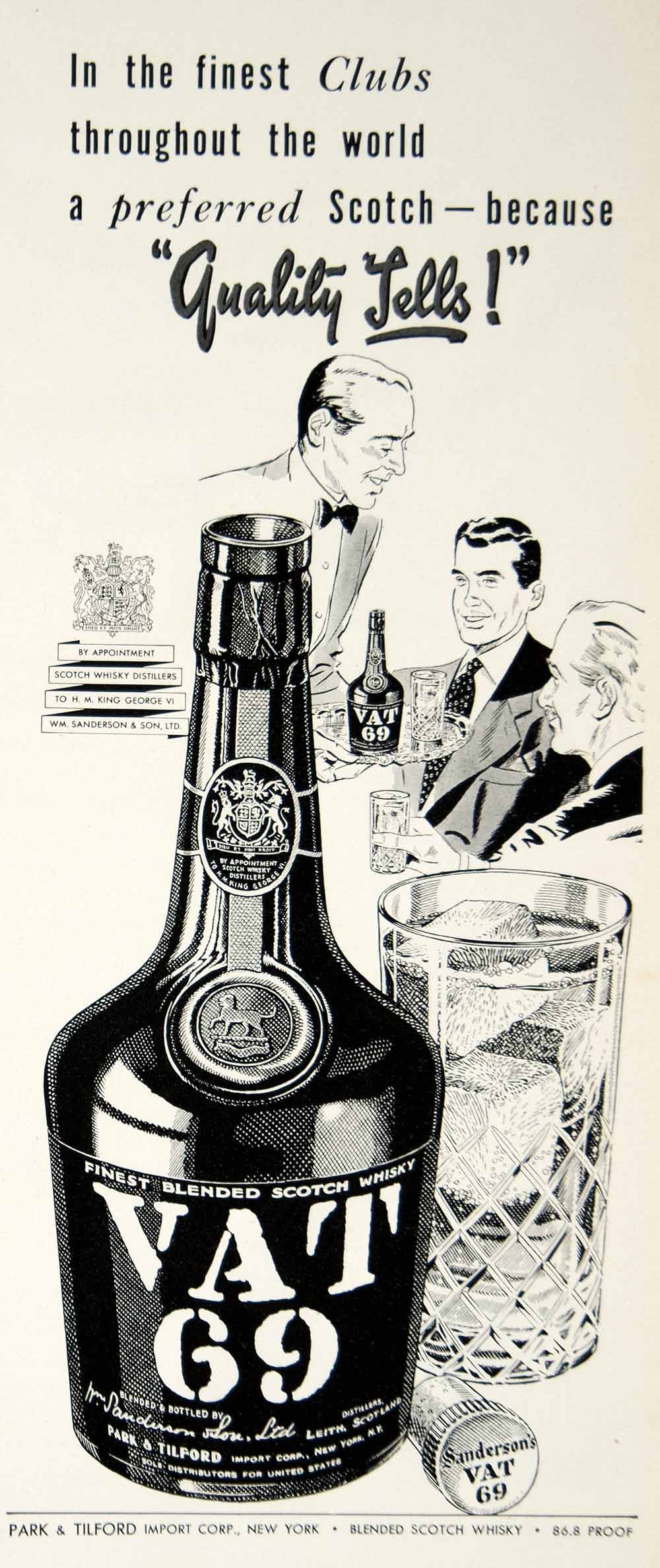 1950 Ad Park & Tilford Vat 69 Scotch Whisky Liquor Alcohol Drink Beverage YFT6