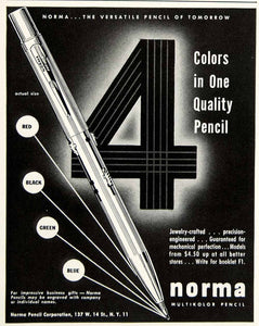 1950 Ad Norma Multikolor Mechanical Pencil Writing Instrument Office Supply YFT6