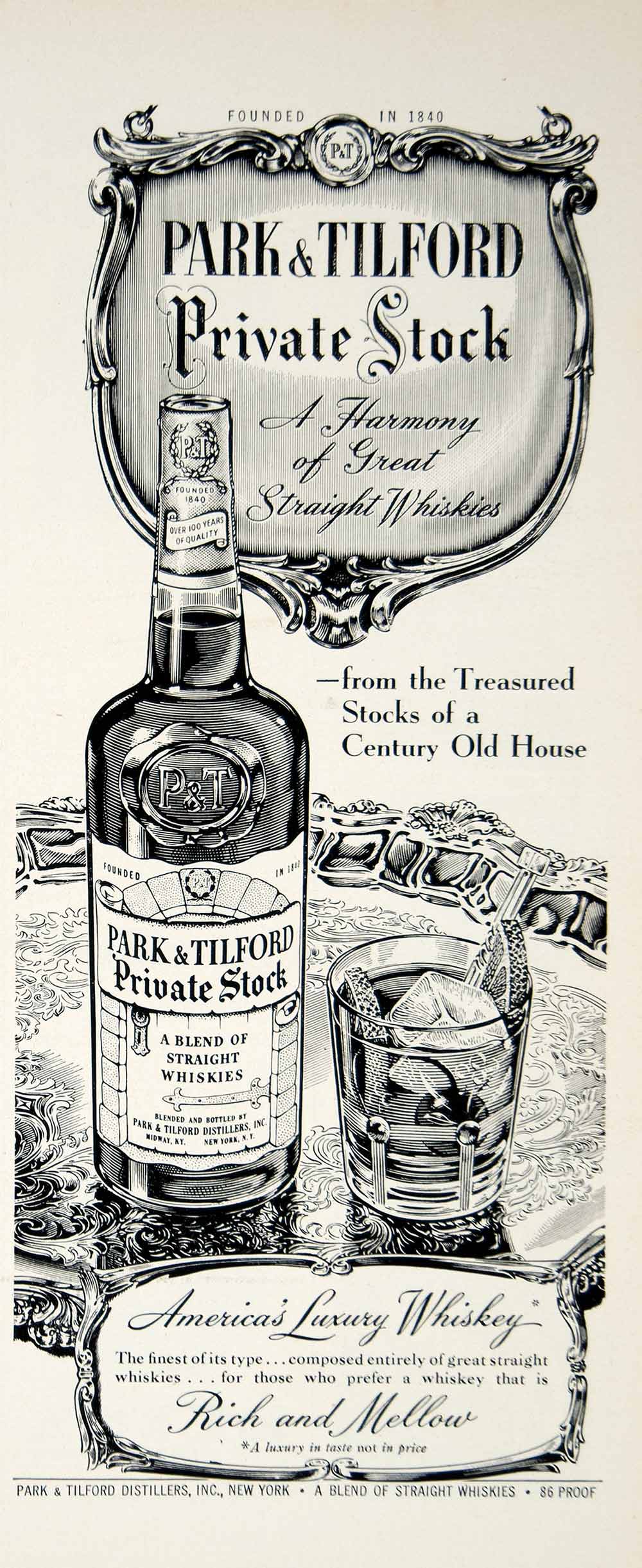 1950 Ad YFT6 Park & Tilford Private Stock Whisky Liquor Alcohol Beverage YFT6