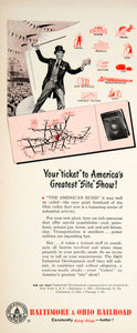 1950 Ad Baltimore & Ohio B&O Railroad Trains Carnival Fair Transportation YFT6