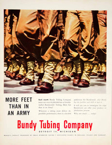 1951 Ad Bundyweld Tubing US Army Military Soldier Infantry Troop Industrial YFT7