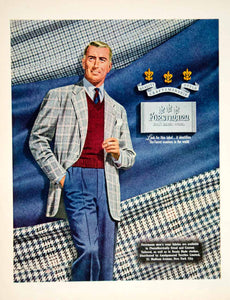 1951 Ad Fortsmann Wool Suit Clothing Vintage Fashion Amalgamated Textiles YFT7