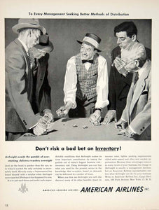 1951 Ad American Airlines Airfreight Shell Game Gambling Noel Sickles Art YFT7