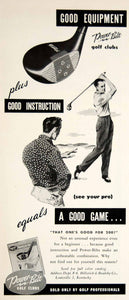 1951 Ad Hillerich Bradsby Power-Bilt Golf Clubs Sporting Goods Athlete Art YFT7