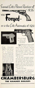 1951 Ad Chambersburg Pistol Hammer 1836 Colt Revolver Commander .45 Gun YFT7