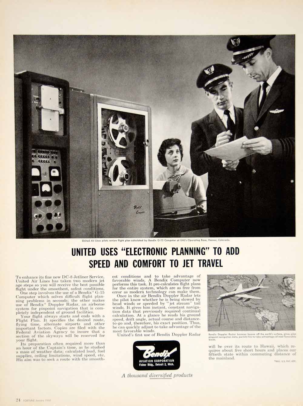 1960 Ad Bendix Aviation Corporation Jet Pilots Doppler Radar Travel Plane YTF8