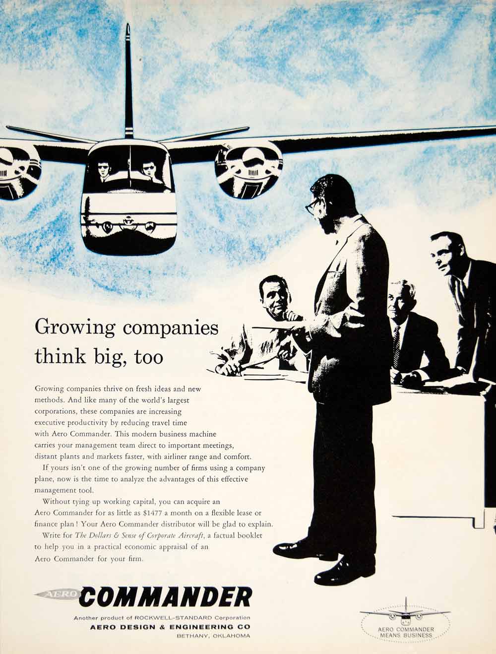 1960 Ad Aero Commander Rockwell Standard Plane Aviation Engineering Design YTF8