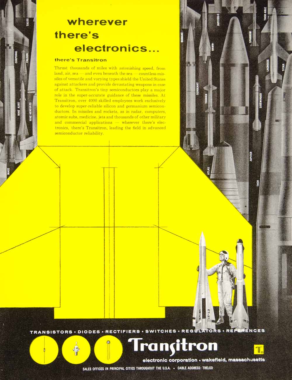 1960 Ad Rockets Electronics Technology Transitron Transistors Regulators YTF8