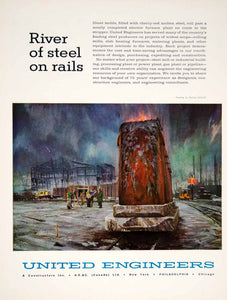 1960 Ad United Engineer Construction Stanley Meltzoff Steel Yard Industrial YTF8