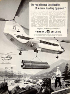 1960 Ad General Electric Sikorsky Vertol Helicopter Construction Building YTF8