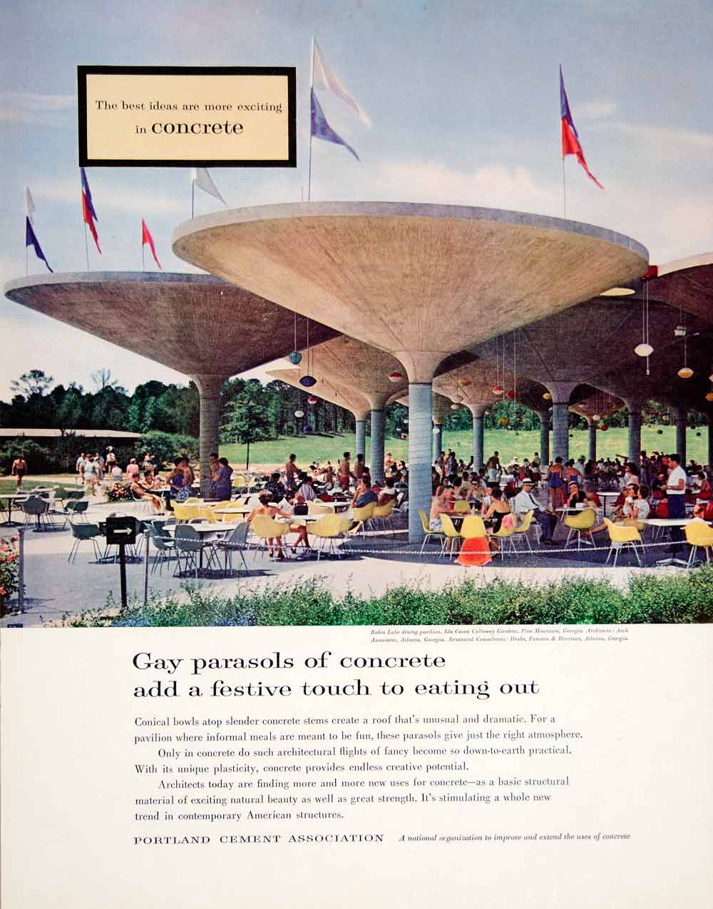 1960 Ad Portland Cement Concrete Parasols Robin Lake Ida Cason Callaway YTF8