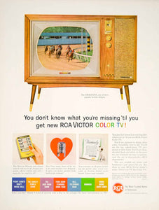 1961 Ad Radio Corporation America RCA Chalfont Color Television Horse Race YTF8
