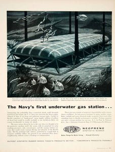 1961 Ad Scuba Diver Sea Du Pont Neoprene Synthetic Rubber Suit Ocean Fish YTF8