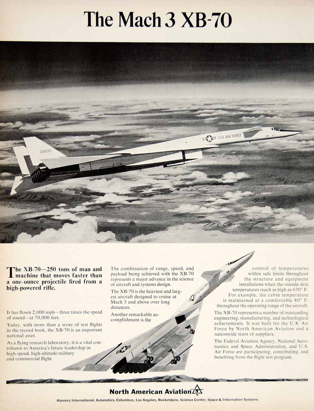 1965 Ad United States North American Aviation XB-70 Aircraft Plane Flying YTF8