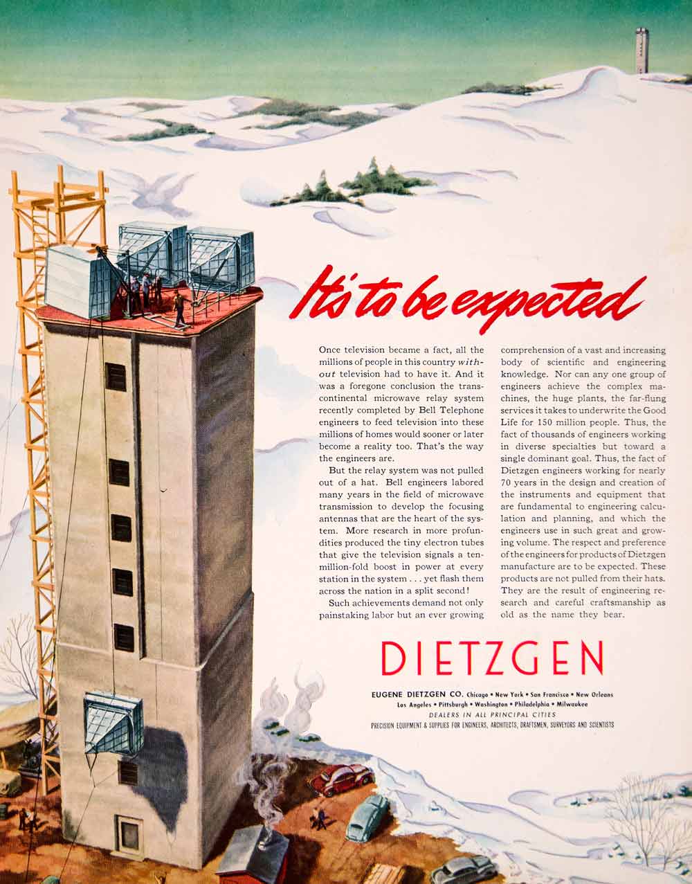 1952 Ad Eugene Dietzgen Company Manufacturing Supplies Equipment Historical YFT9