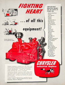 1952 Ad Chrysler Industrial Engines Manufacturing Equipment Tool Detroit YFT9