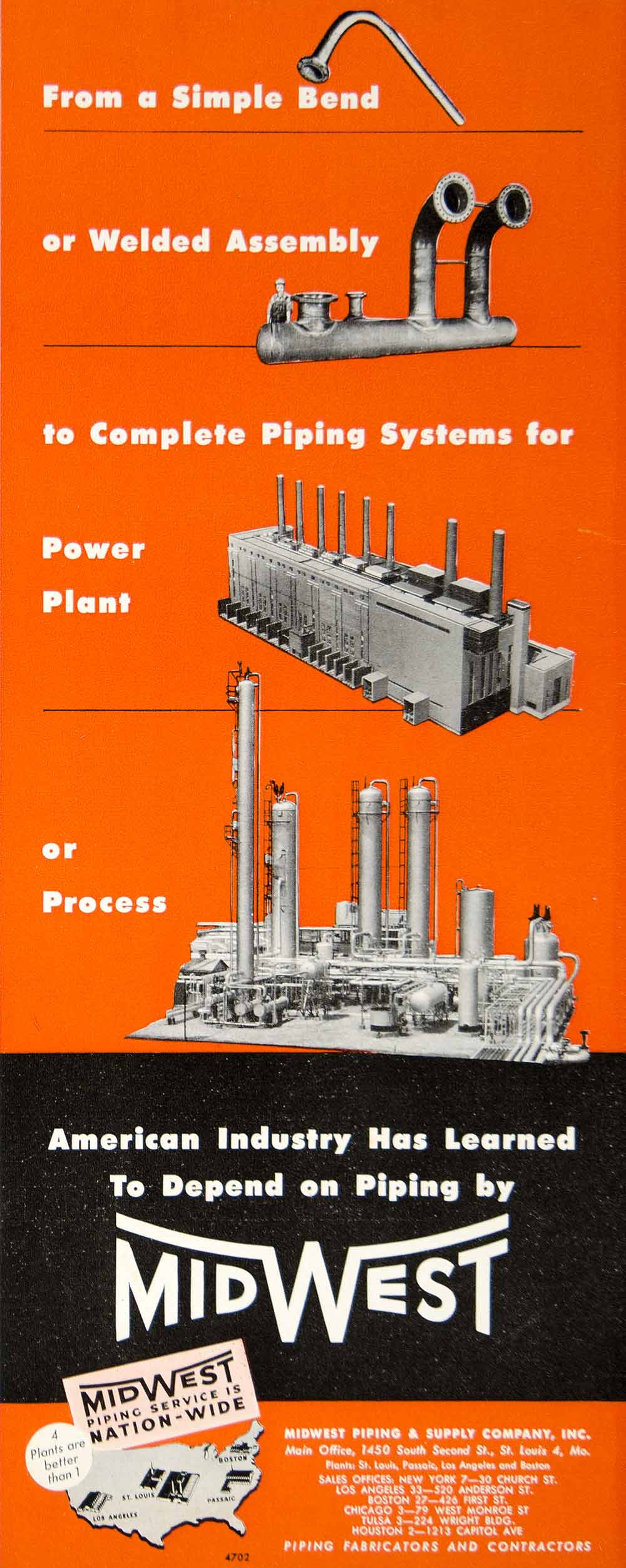 1952 Ad Midwest Piping Supply Company Saint Louis Industrial Manufacturing YFT9