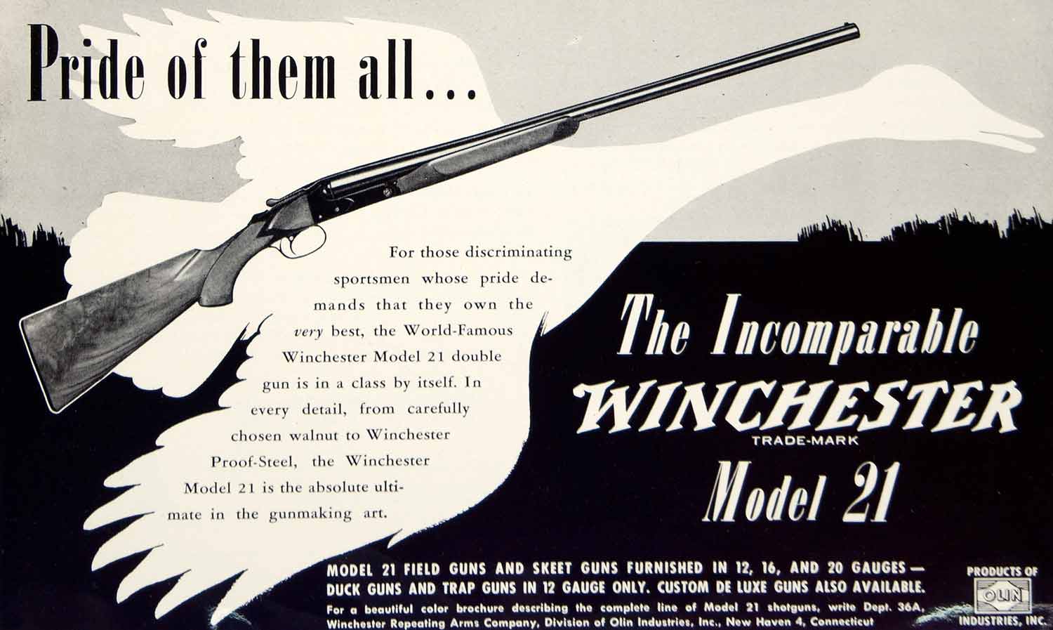1952 Ad Winchester Repeating Arms Hunting Model 21 Firearm Weapon Gun Rifle YFT9